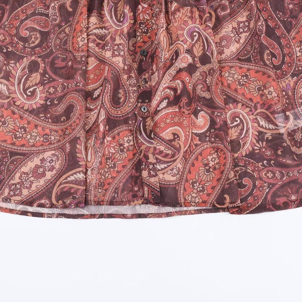 Z 2025 European Style Women's Retro Printed Loose Long-sleeve Shirt