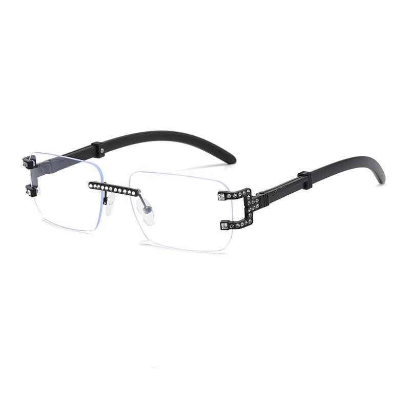 Y2K Vintage Luxury Designer Rimless Diamond Sunglasses Women Crystal Rhinestone Square UV400 Sun Glasses For Men