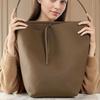 Top Layer Cowhide Large Capacity Women's Bag Versatile Bucket Bag 2025 New Commuter Shoulder Bag Lazy Style Tote Women's Bag