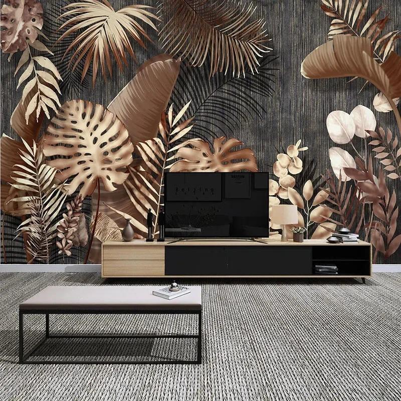 3d Photo Wallpaper Tropical Plant Leaves Murals Living Room Luxury Background Wall Murals For Bedroom
