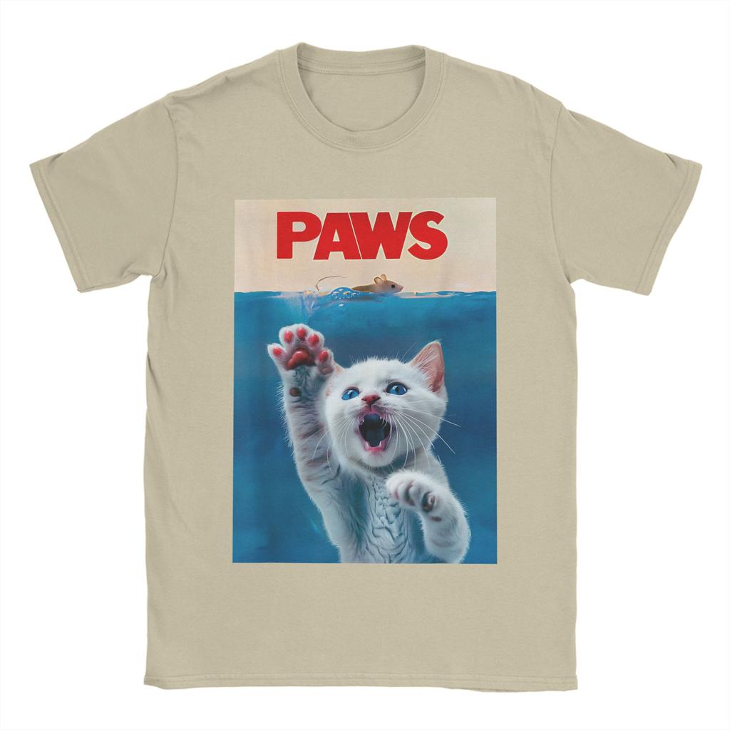 Men Women TShirt PAWS Funny Cat parody cat Lover Gift Kitten Shark Mouse meow T Shirts Summer Tee Shirt Y2K Cotton Clothes