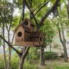 Villa-Style Wooden Birdhouse: Outdoor Hanging Habitat for Wild Birds, Garden Landscaping Décor.
