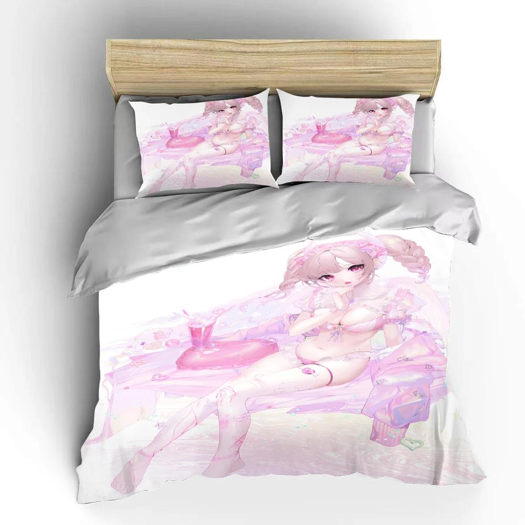 Japanese 3D Anime Moe Double Bed Duvet Cover Bed European Bedding Sets Home Textiles Luxury Pillow Cases Bedroom Bedding Sets
