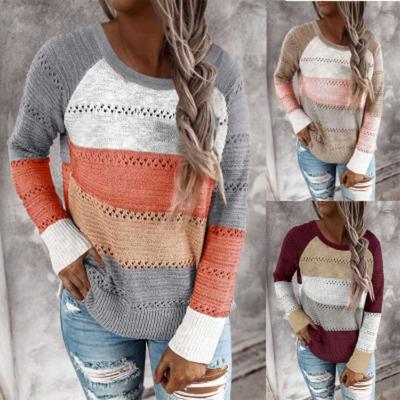 Originalbestellung Herbst Winter Pullover Colorblocked Pullover für Damen Luxuriöses Relaxed-Fit Schlankmachendes und Vielseitiges Oberteil