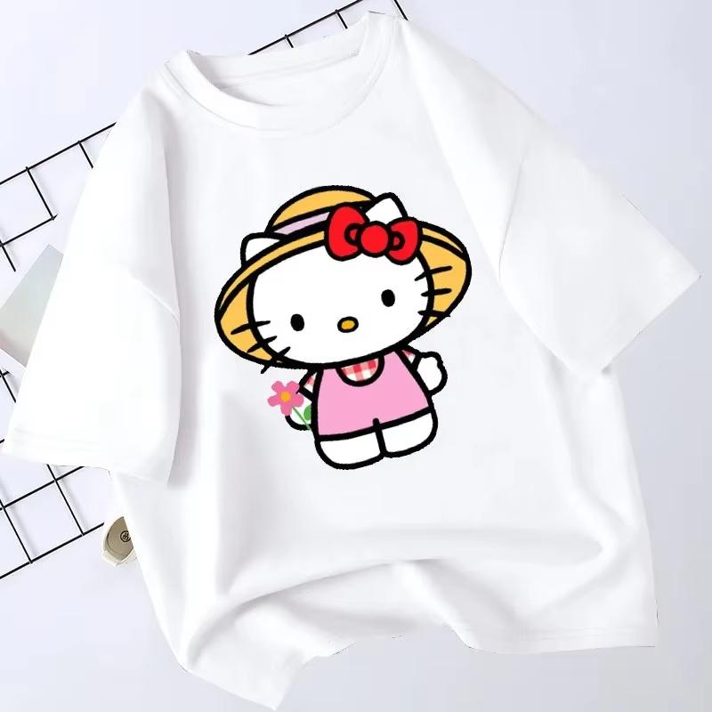 

Sanrio 2026 Лето Комикс Форма Хелло Китти Изображение 100% Хлопок Повседневная Футболка Взрослый Дети Родитель-Ребенок Топ Домашняя Одежда Y2k S