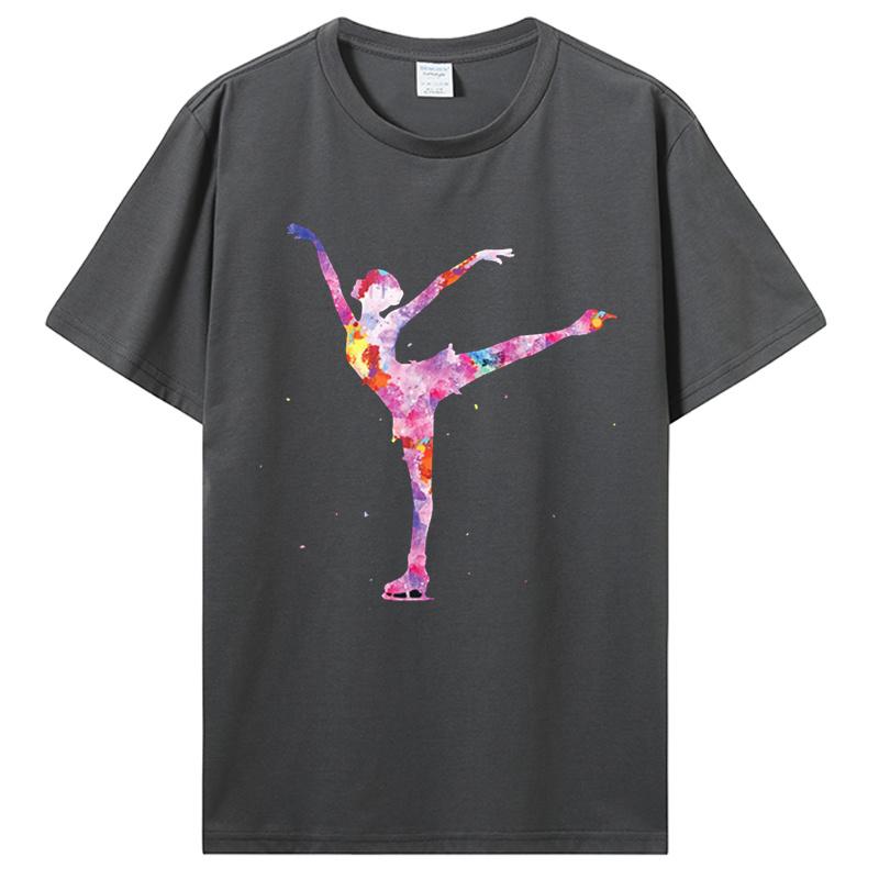 Funny Beautiful Ice Figure Skater Girl T Shirts Graphic Streetwear Short Sleeve Birthday Gifts Skating T-shirt Men Clothing