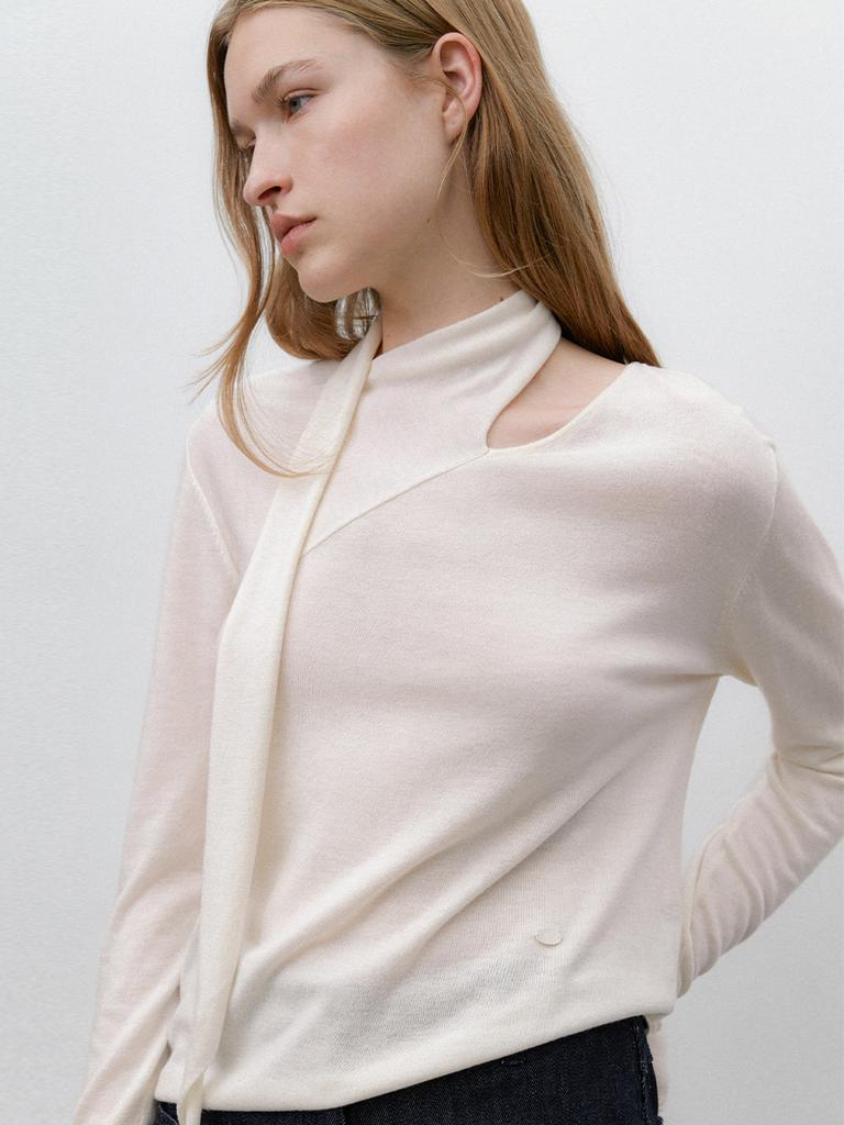 ATELIER NAIN Renofy Scarfed Knit Top(T-7119)