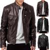Autumn and Winter Men's Casual Solid Color Long-sleeved Slim Leather Jacket