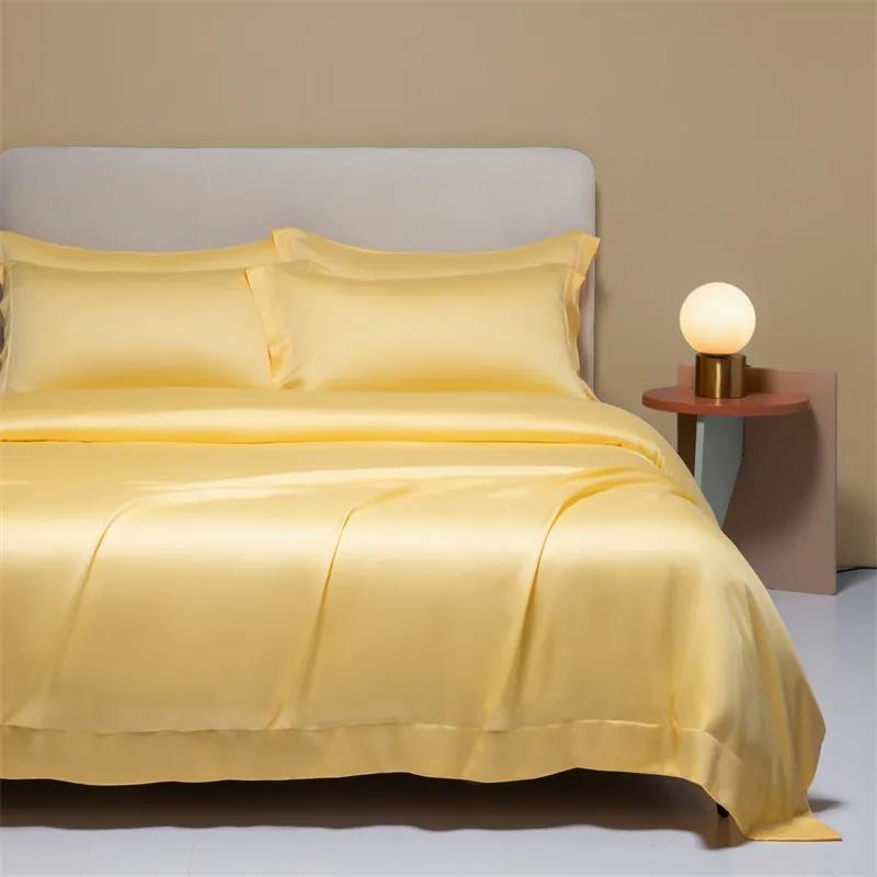 High-End 120S Natural Fabric Bedding Sets Summer Cooling Ice Silk Fitted Sheet Set Skin Friendly Comfortable Bedclothes For Home