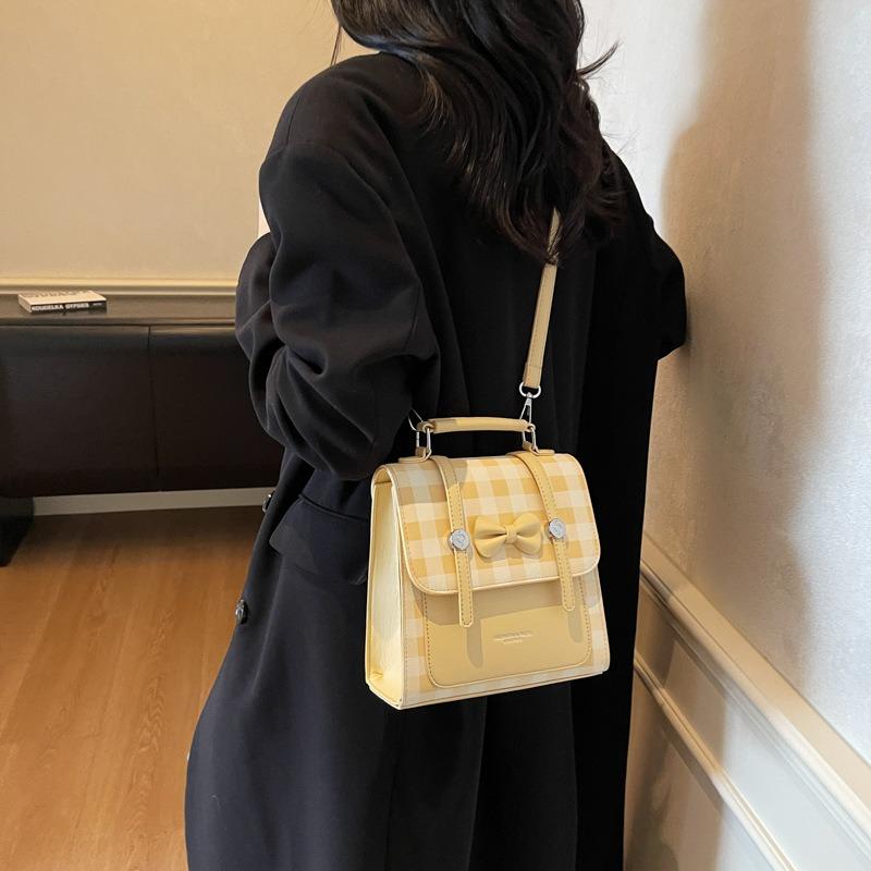 Little Fresh Girl Plaid Bag New Niche Single Shoulder Messenger Bag Multi-purpose Double Shoulder Small Backpack