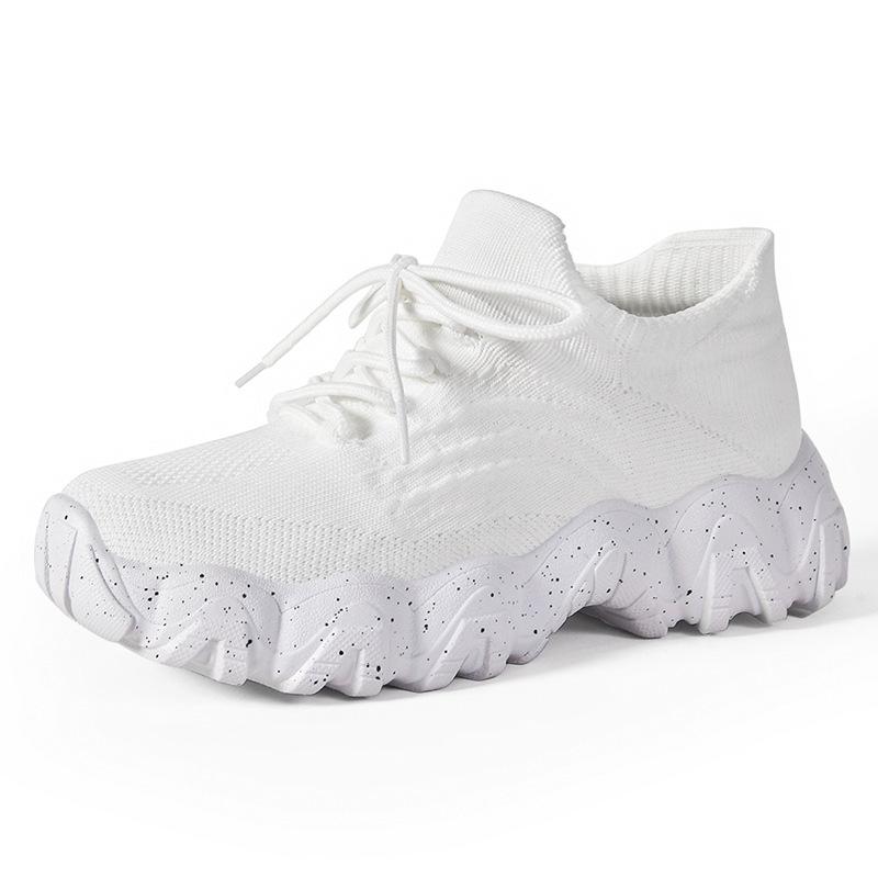 Shoes women's new shoes lace-up fly-woven socks shoes fashionable breathable casual shoes thick-soled heightening women's shoes