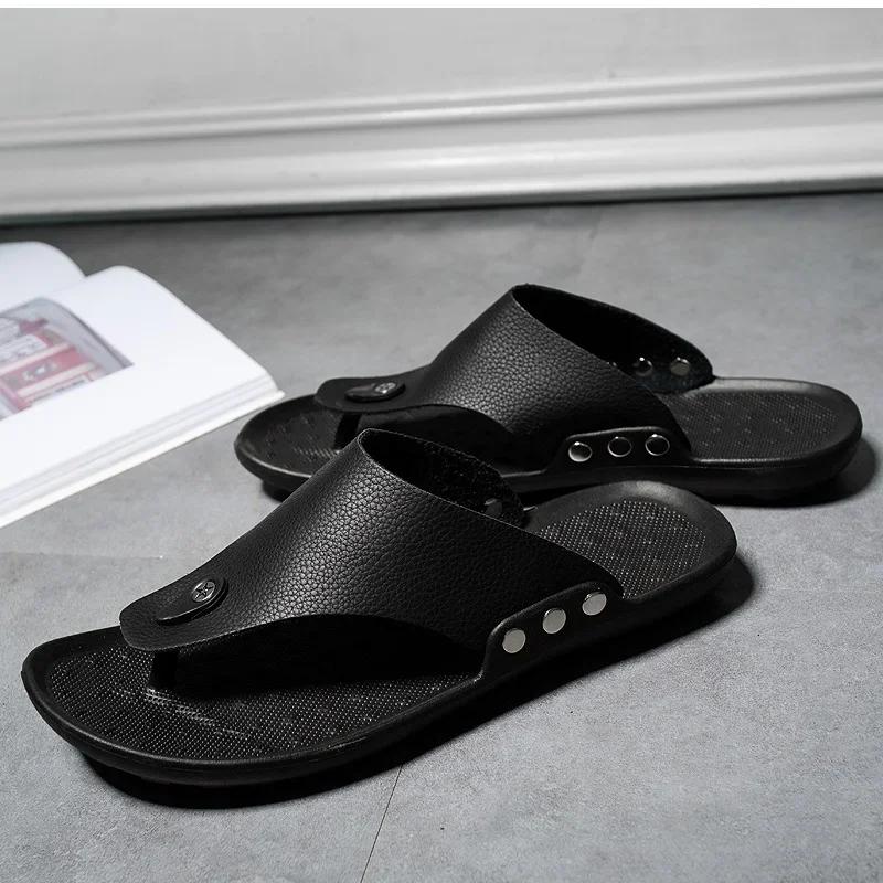 Fashion Summer Slippers Men Flip-Flops for Men Beach Slippers Brown Sandals Comfortable Shoes Non-Slip Bathroom Shoes Men Shoes