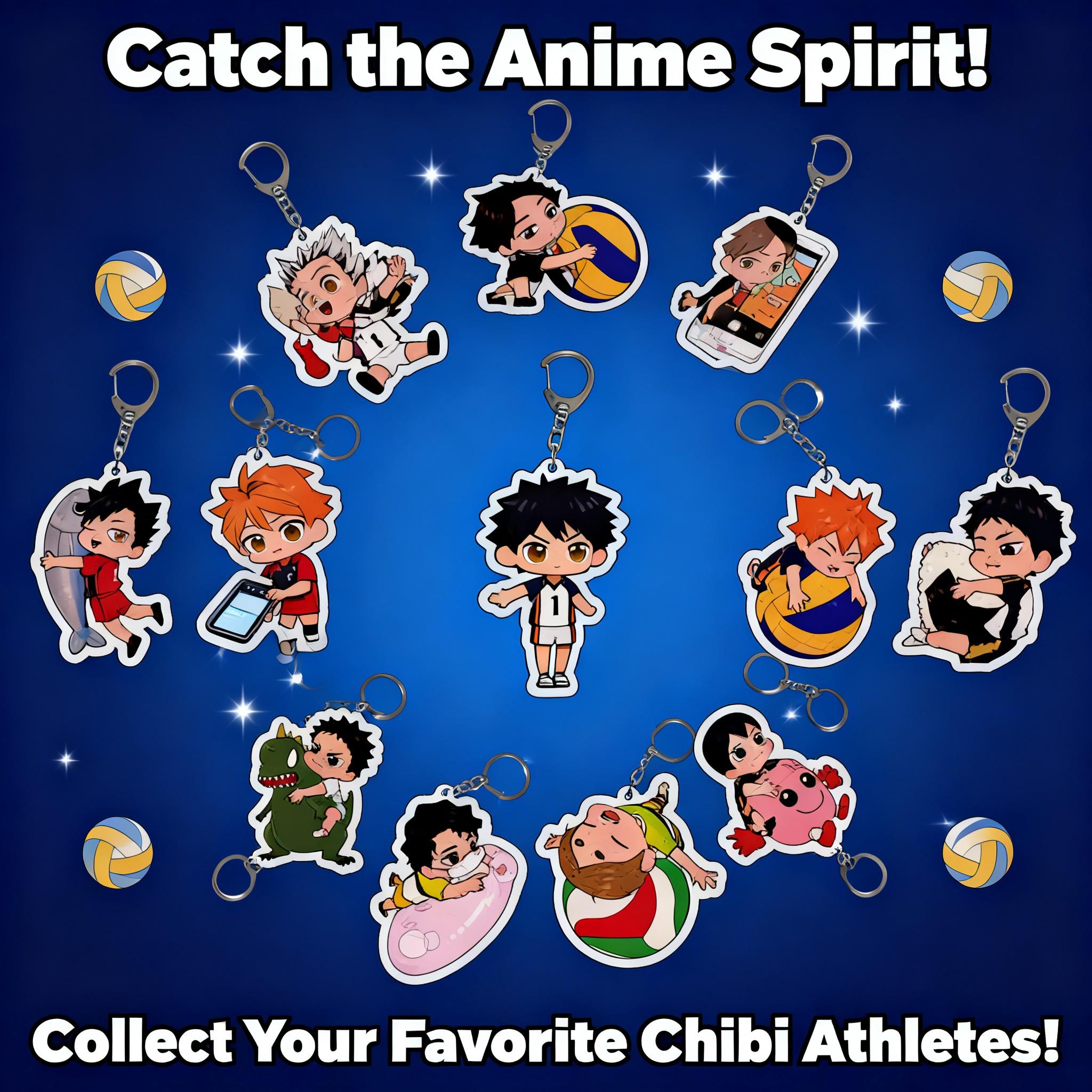 Helenal Unisex Volleyball Haikyuu Keychain Anime Figures Hinata Shoyo Kageyama Tobio Kenma Kozume Nishinoya Yuu Acrylic Pendant Charm Round Sensory Compression