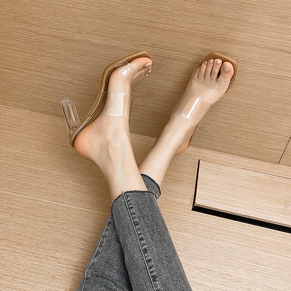 Transparente Mules für Transparente Dicke Transparente Kabarett Strand Einfach zu Laufen Schön Lässig Alltagskleidung [cnstone] Damen, Sandalen, Absätze, 9cm, 6cm, Absätze, Sandalen,