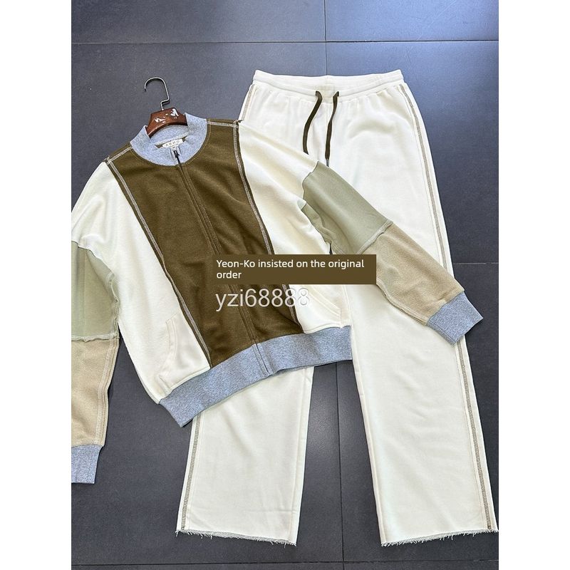 Yanzi Foreign Trade New Brand Exquisite Reverse Circle Cotton Apricot Contrast Color Personality Fashion Brand Sports Set