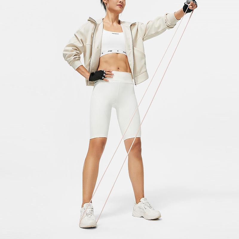 Li Ning Fitness Series Solid Color Hooded Zero Carbon Modal Skin-Friendly Open Front Knitted Loose Cardigan Sweatshirt Women Sweatshirt AWDU108-2