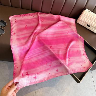 Korean Version of Music Note Simulation Silk Printing Silk Scarf Square Scarf High-end Shawl Sunscreen Neck Professional Scarf Headscarf Scarf