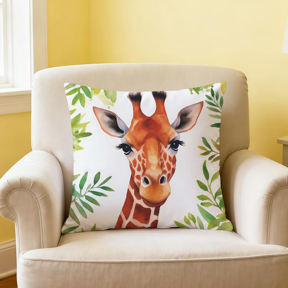 Giraffe Cartoon Fashion Cute Art soft Comfortable Pillow Case for Sofa Living Room Home office Decor Protective Covers