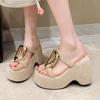 11CM Mode Dames Platform Slippers Hoge Hakken Comfortabele Sleehakken Strand Flip Flops Zomer Sandalen Dikke Leren Schoenen Vrouw