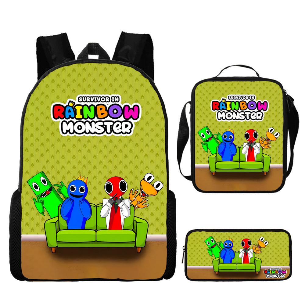 Rainbow Friends Zaino Scolastico Rainbow Friends Zaino Cartone Animato Borsa a Tracolla Astuccio Set da Tre Pezzi