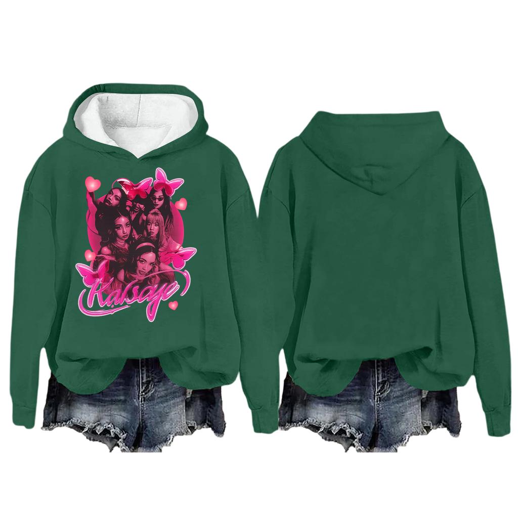 Mote Casual Langermet Løs Trykket Pullover Sport Langermet Hettegenser for Kvinner