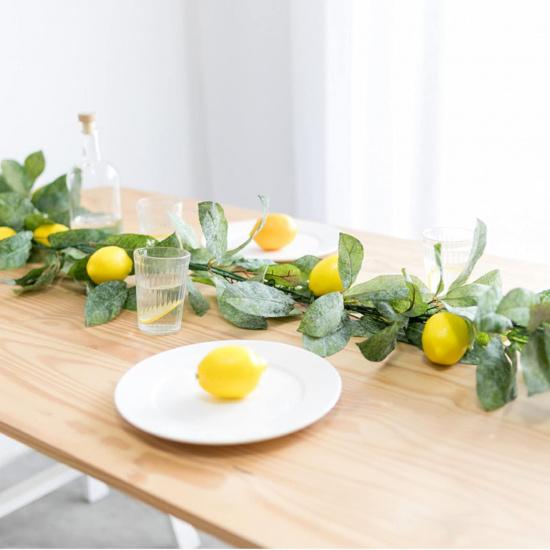 IUIBMI 6 Feet Artificial Lemon Garlands Spring Fruit Garland with Lemons Artificial Lemons Vines Garland for Front Door Home Kitchen Party Wedding