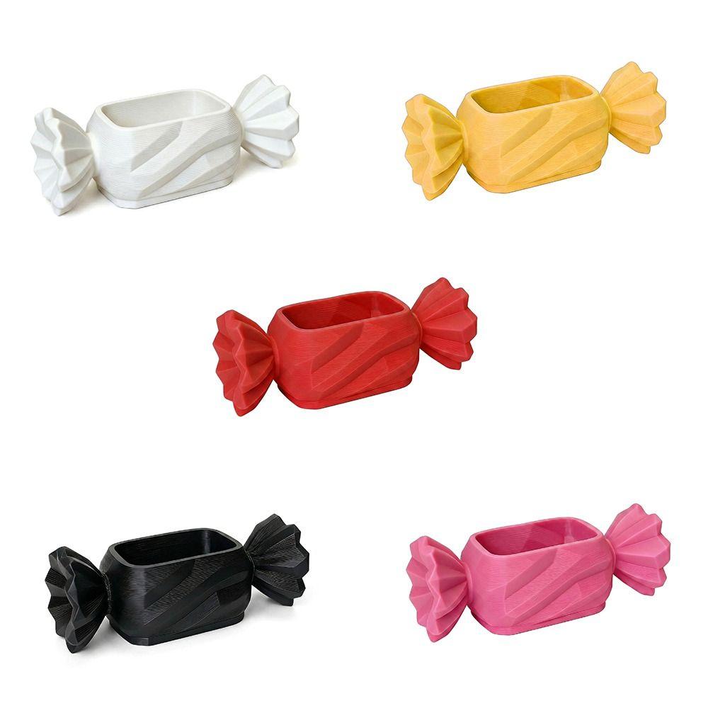 Boîte de rangement forme bonbon imprimée 3D couleur unie Porte-bijoux multifonction créatif Décoration sucrée Organiseur de bureau Bureau
