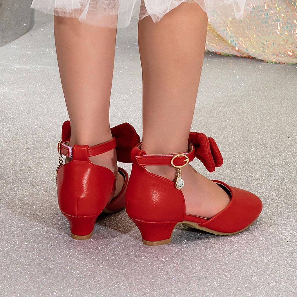Lucido Lusso Bambini Matrimonio Damigelle Elegante Festa Tacchi Alti Scarpe in Pelle Lunghezza Caviglia Gala Celebrazione Sandalo Elegante da Ragazza
