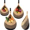 Kitchen Hemp Rope Fruit Basket Hand Woven Cotton Rope Hemp Rope Hook Woven Fruit Net Pocket Storage Net Pocket Storage Mesh Bag