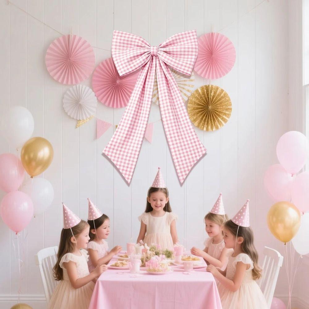 Multi-Purpose Fabric Bow Wall Decor Plaid Bow Large Fabric Bow Wedding Photo Booth