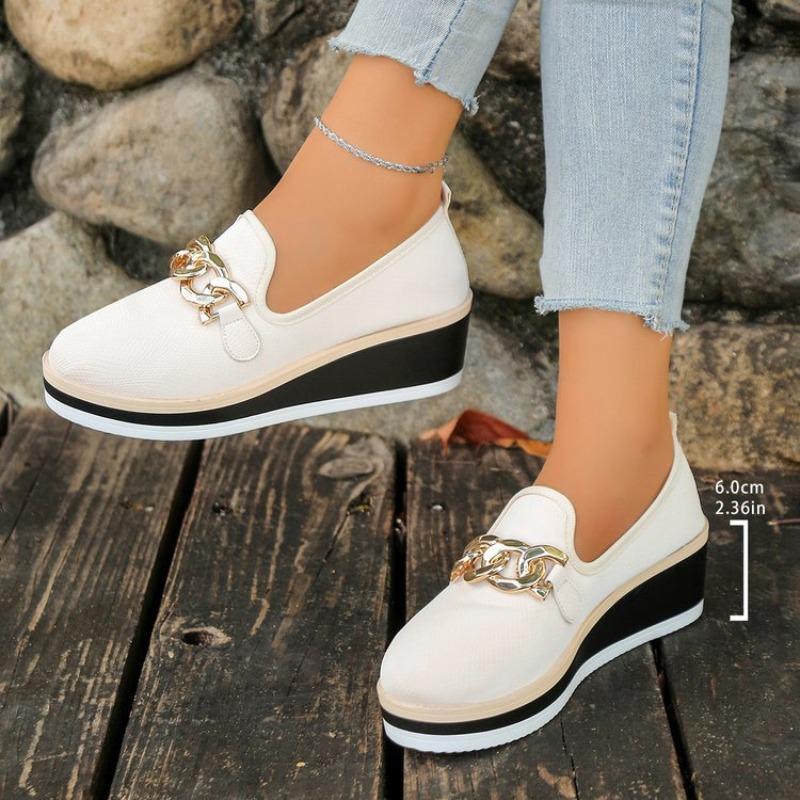 

Chain large size work shoes new high heels solid color lazy wi large size 43 белый