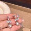 S925 Silver Needle Manta Rose Pearl Bow Pendant Earrings Premium Niche Design