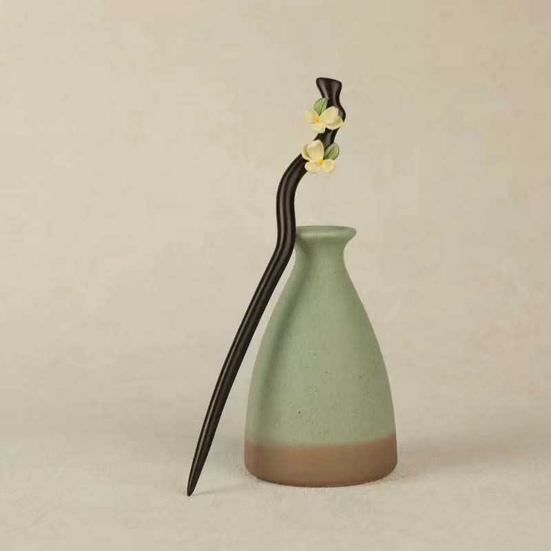 Vintage Black Wooden Flower Tassel Hair Stick for Women  New Chinese Style Hairpins Hair Chopsticks Hair Accessories Gift