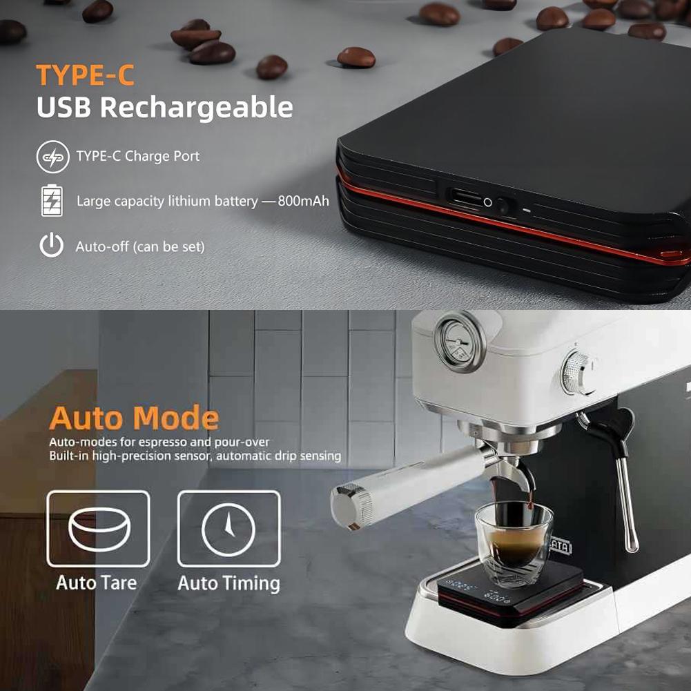 Coffee Scale with Timer 2000g/0.1g Rechargeable Espresso Scale Portable Digital Kitchen Scale with
