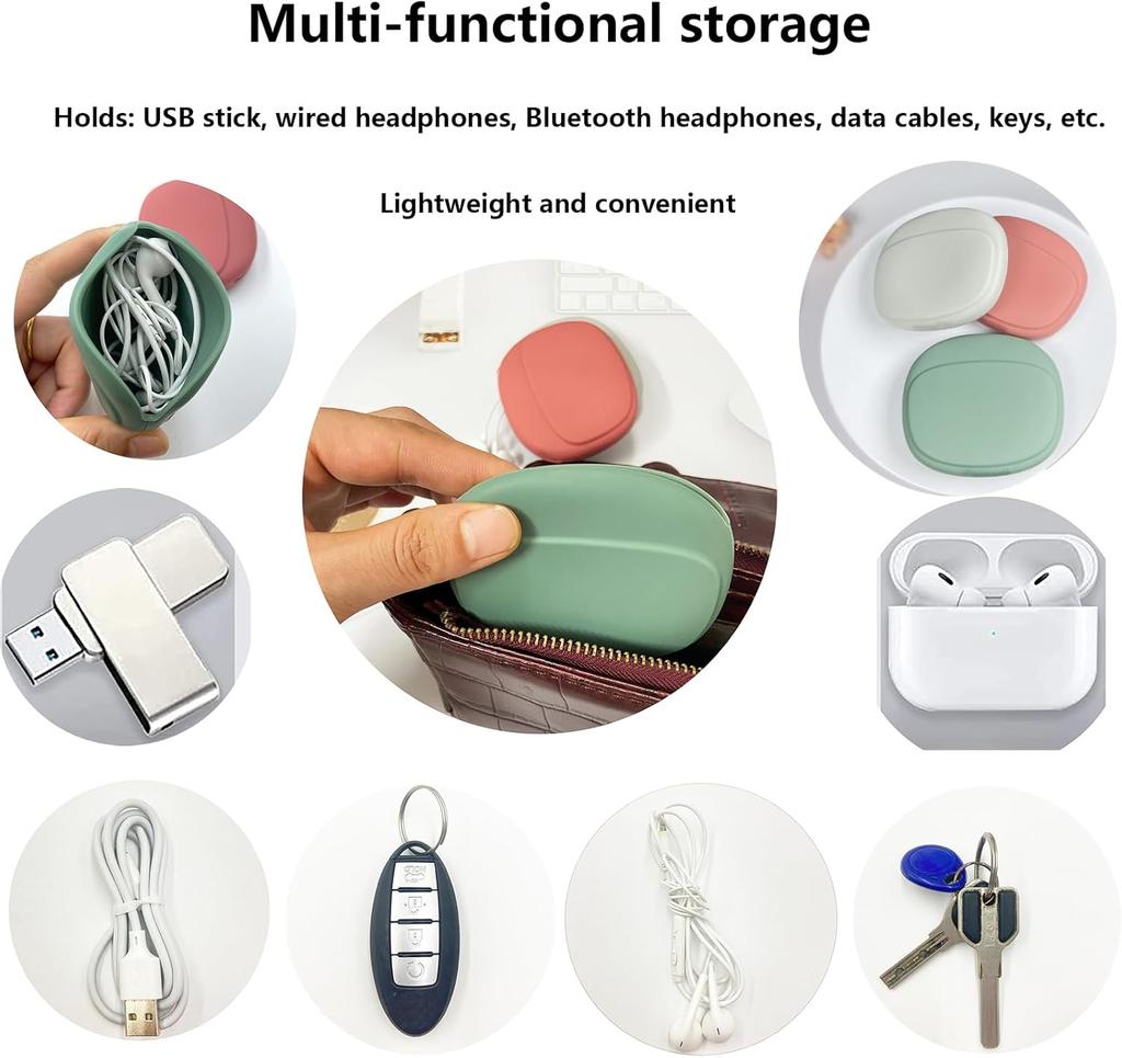 2/5PCS Soft Silicone Headphone Organizer Tangle-Free Earbud Cable Case Mini Shockproof Pouch for Keys USB Cords Travel Essential