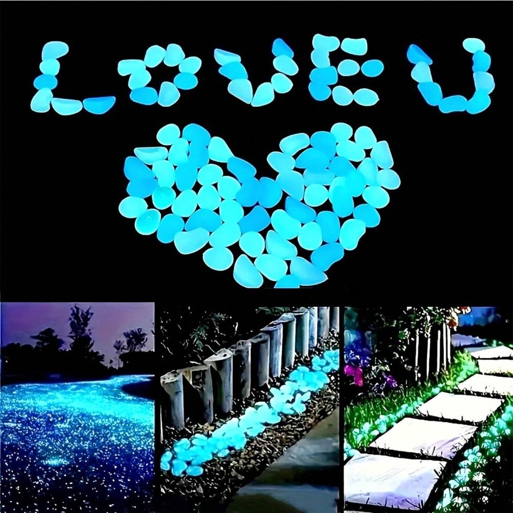 100Pcs Glow In The Dark Pebbles - Resin Luminous Stones Glow Garden Pebbles, Outdoor Indoor DIY Glow Decor Stone Ornament