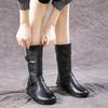 GKTINOO 2024 Women Boots Autumn Winter Shoes Soft Bottom 100% Genuine Leather Flat Mid Calf Boots Women Casual Warm Boot