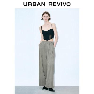UR Damen Sommer Falten Drapierte Weite Hosen