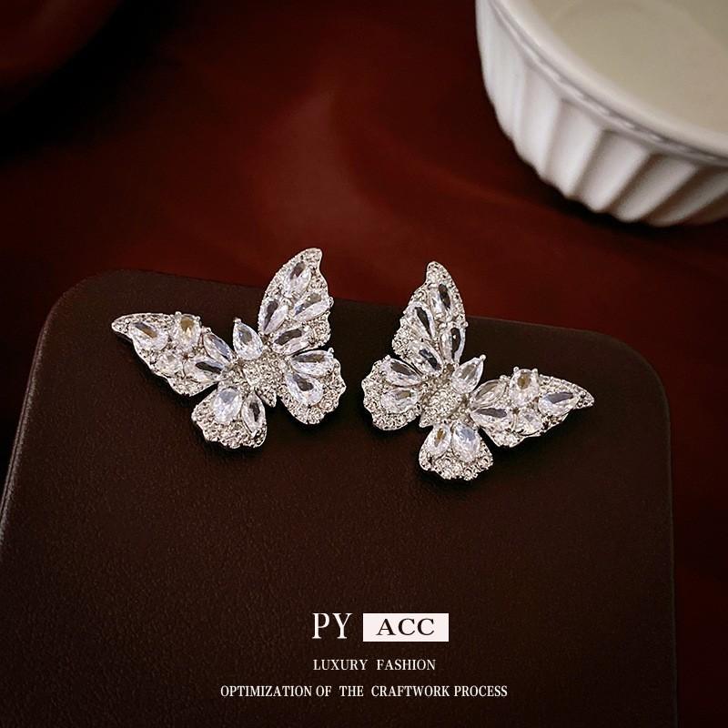 Retro High-End Silbernadel Diamantbesetzte Blumenohrringe, Europäische und Amerikanische Übertriebene Temperamentsohrringe, Leichter Luxus Nischenohrringe