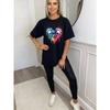 Black Oversized T Shirt With Colorful Paw Print Heart And Ecg Design For Casual Wear And Pet Lover Outfits