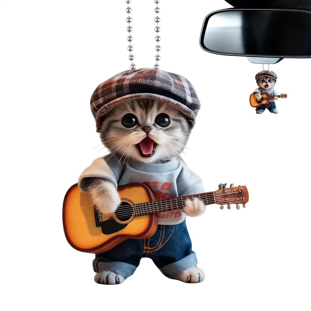 Cat Car Pendant | 2D Acrylic Animal Charm Decor | Cat Rearview Mirror Accessories