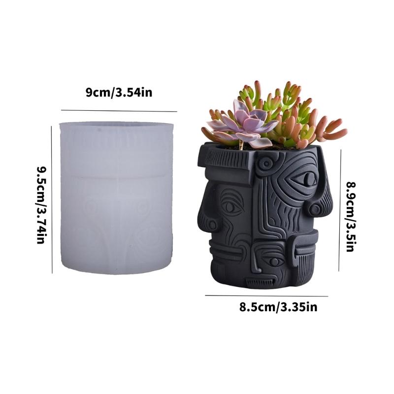 Detailed Silicone Face Planter Mold For Crafting Resin Cement Crafts And Artistic Trim Gifts