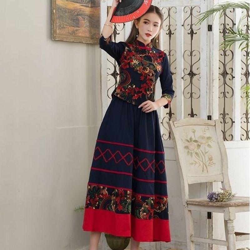 

Набор из двух частей для похудения Cheongsam в китайском стиле в стиле ретро