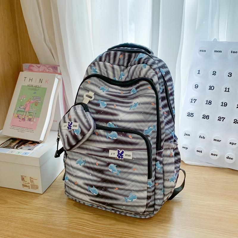 Zebra Print Backpack Women's Large Capacity Backpack Student School Bag with Coin Purse