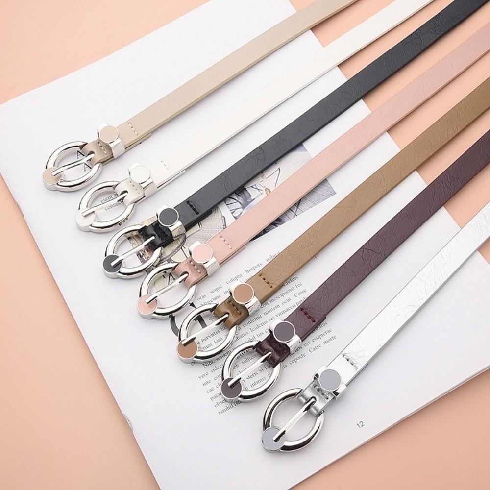 Harajuku Thin Waist Belt Alloy Pin Buckle Punk Waistband Fashion PU Leather Belt  For Women