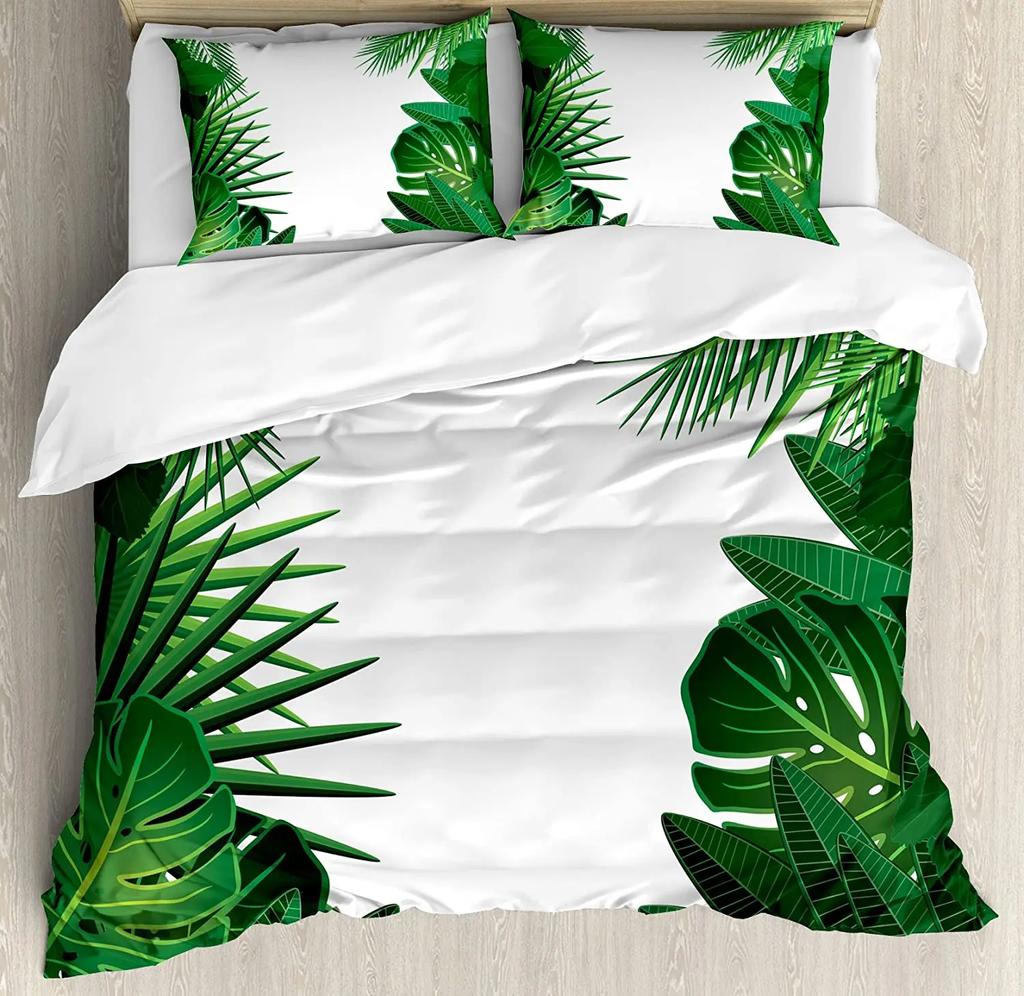 Palm Tree Sea Beach Blue Sky White Clouds 3pcs Bedding Set For Double Bed Home Textile Duvet Cover Quilt Cover Pillowcase