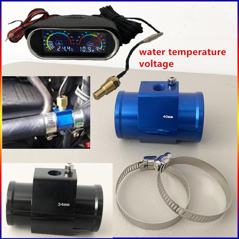 Car Modification Water Temperature Sensor Head Joint Sensor Radiator Adapter 1/8NPT Digital Water Temperature Gauge Voltmeter