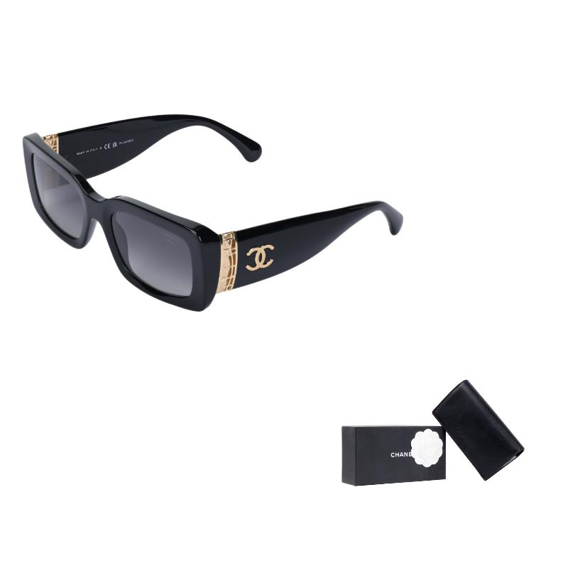 Chanel Logo Rectangle Sunglasses Unisex sunglasses Black CH5534-C622/S8