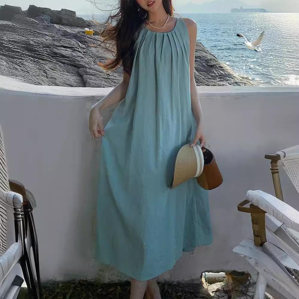 Suspender Neck Dress Children Summer Sanya Seaside Wear Holiday Beach Skirt High Sense Sleeveless Vest Skirt