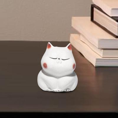 Purple Clay Cats Tea Pet Animal Kitten Statue for Desktop Decoration Home